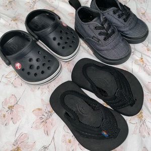 Toddler crocs, vans and rainbows sandals